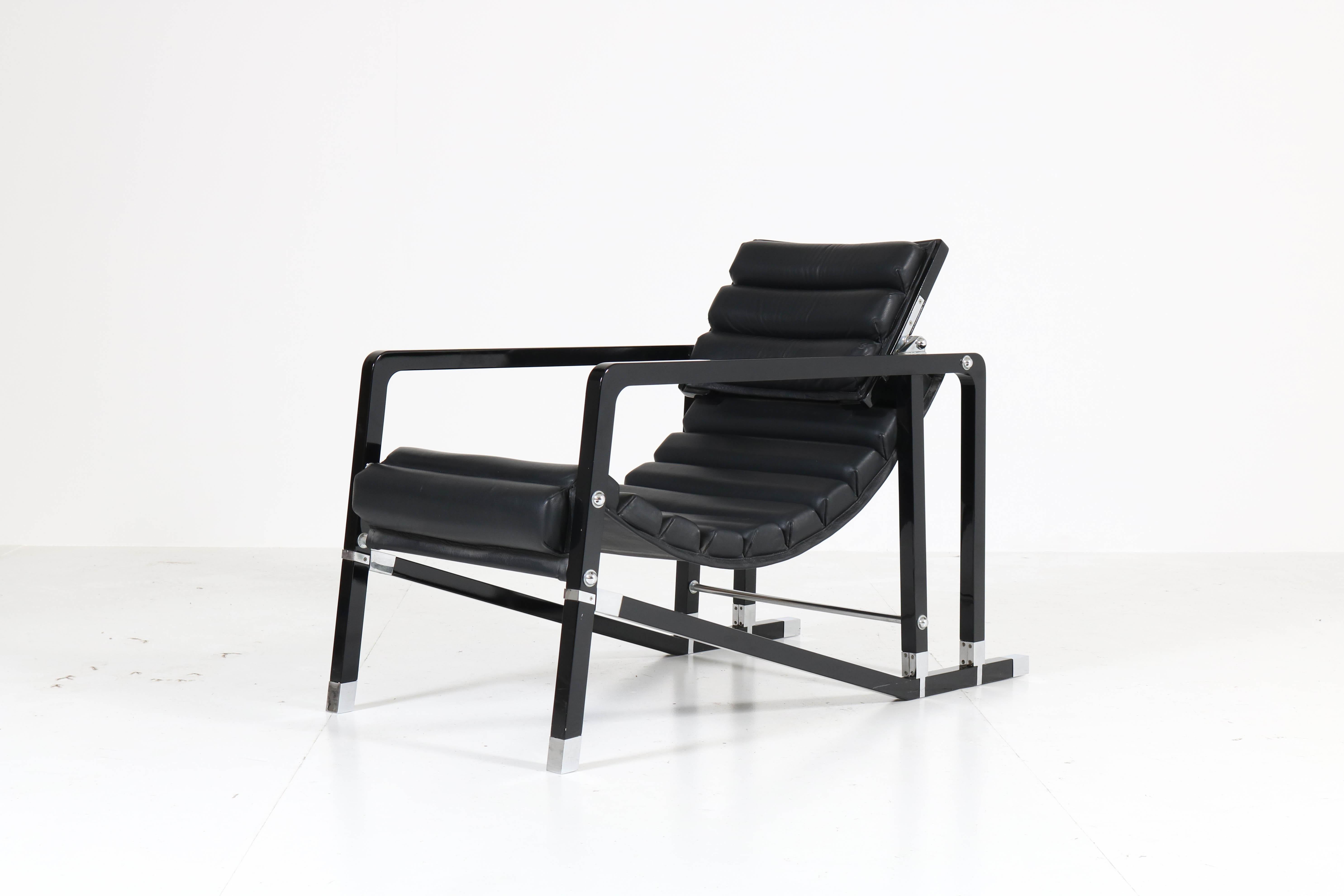 Beech Art Deco Transat Lounge Chair by Eileen Gray for Ecart International, 1980s