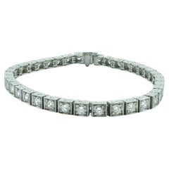 Art Deco Transitional Cut Diamond Platinum Tennis Line Bracelet 3.23 Carat Total