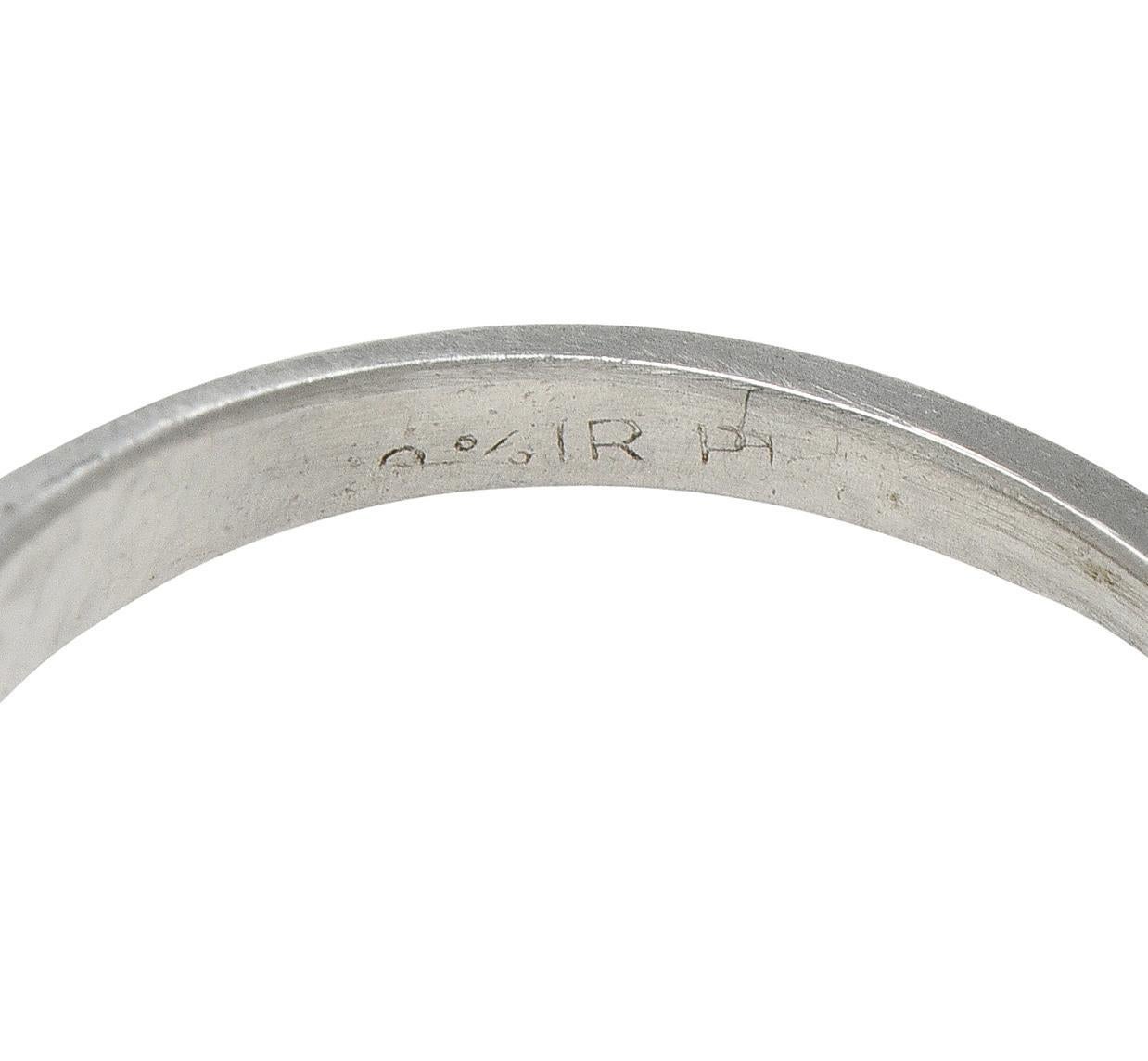 Art Deco Übergangsschliff Diamant Platin Vintage Arrow Verlobungsring Damen im Angebot