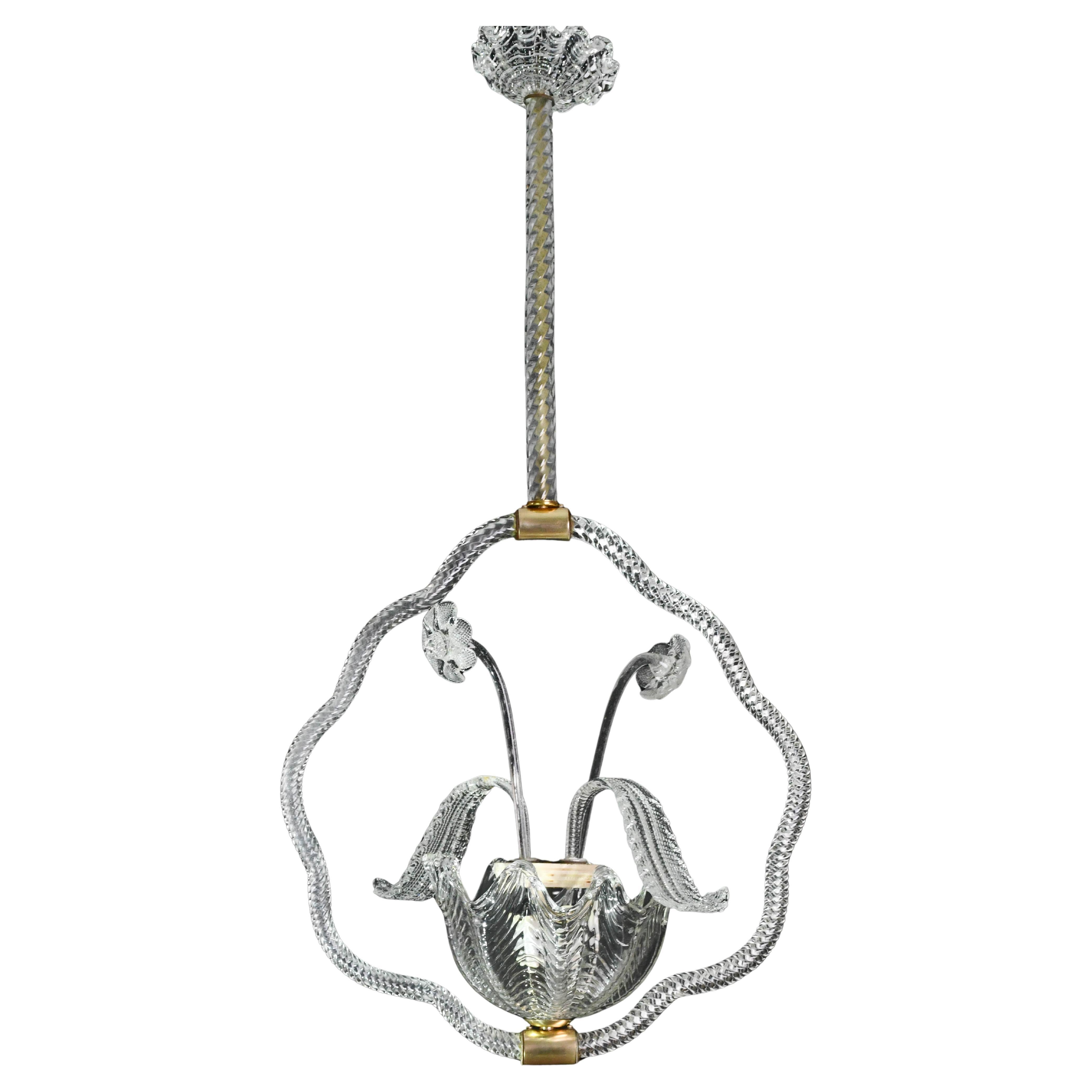 Art Decò Trasparente Barovier&Toso Luce con fiori, anni 
40
