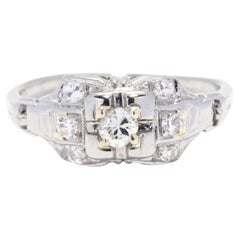 Antique Art Deco Traub .20ctw Old European Cut Diamond Engagement Ring