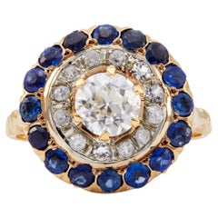 Art Deco Traub Orange Blossom GIA 1.06 Carat Diamond Sapphire 14k Target Ring