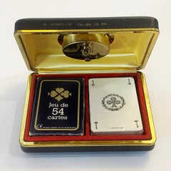 Art Deco Travel Clock by Europa Clock Company Containing Playing Cards
