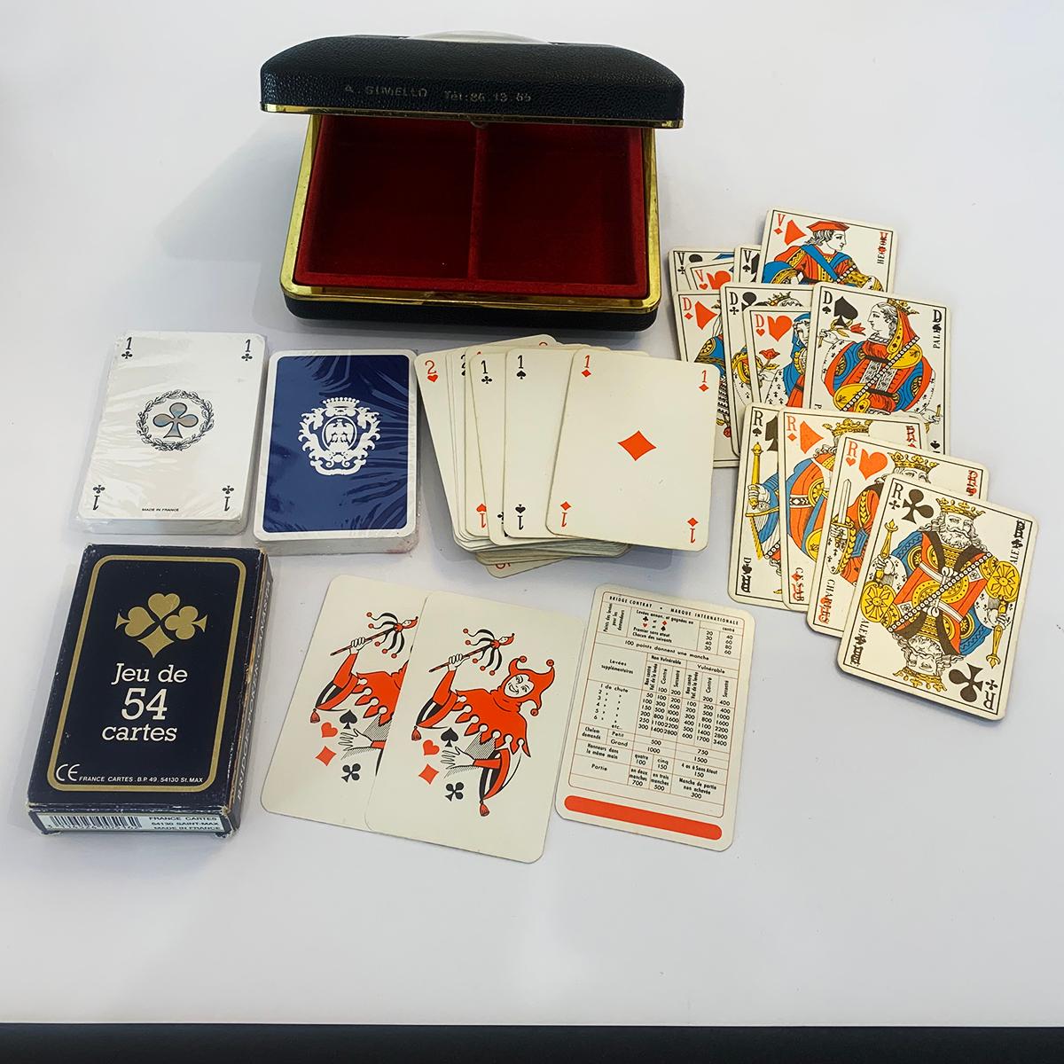 French Art Deco Travel Clock by Europa Clock Company Containing Playing Cards For Sale
