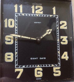 Art Deco Travel clock by Le Coultre and signed Asprey