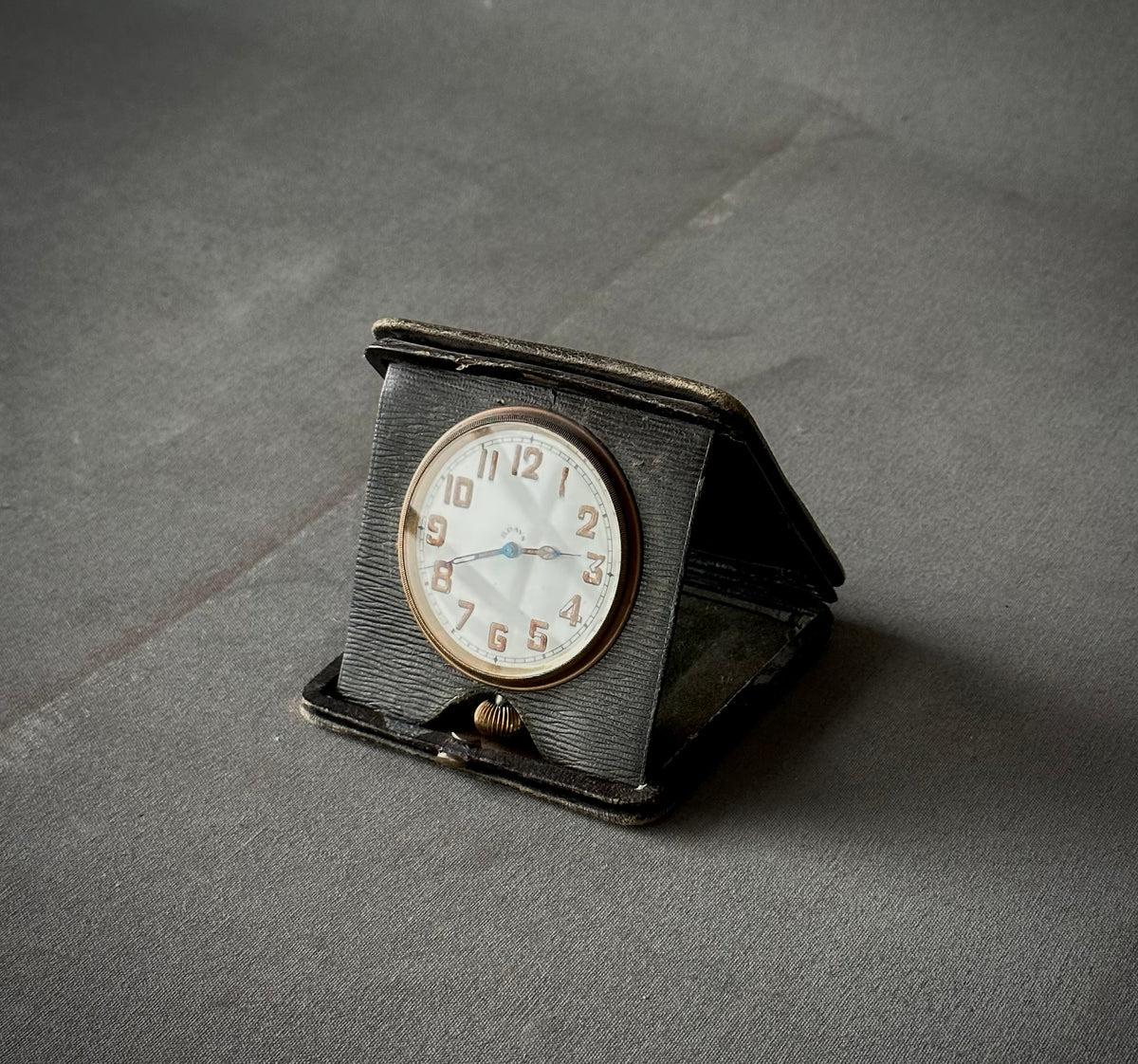 leather travel clock