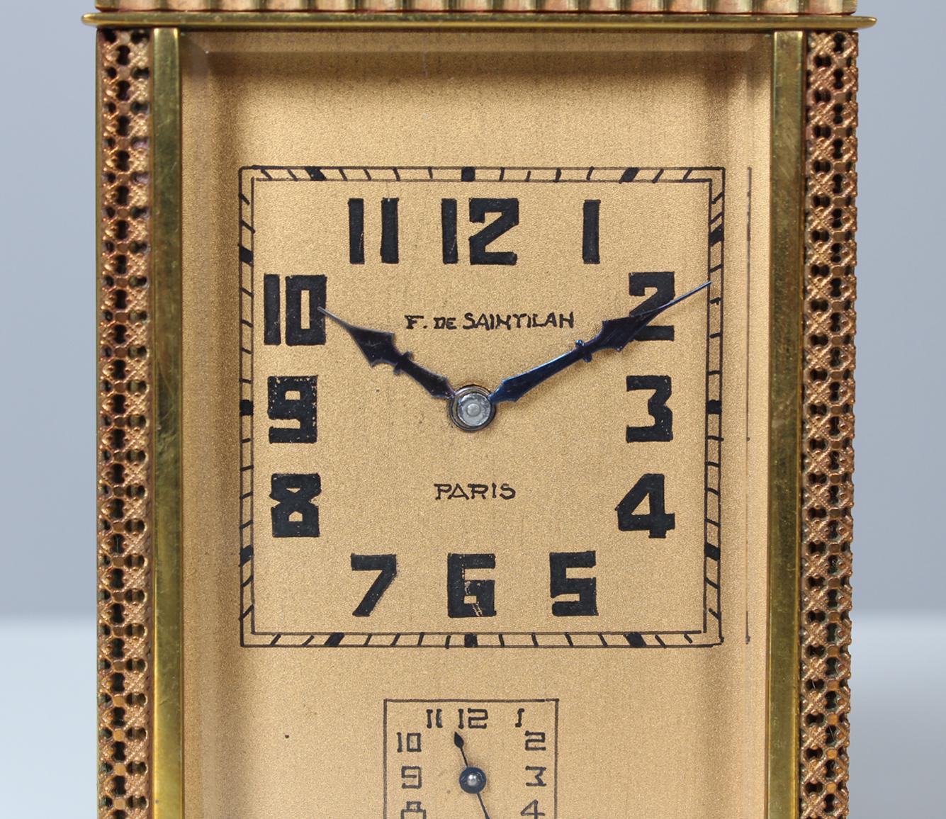 French Art Deco Travel Clock with Alarmfunction, Paris, 1920s-1930s