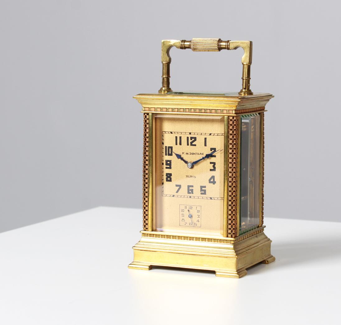 Art Deco Travel Clock with Alarmfunction, Paris, 1920s-1930s In Good Condition In Greven, DE