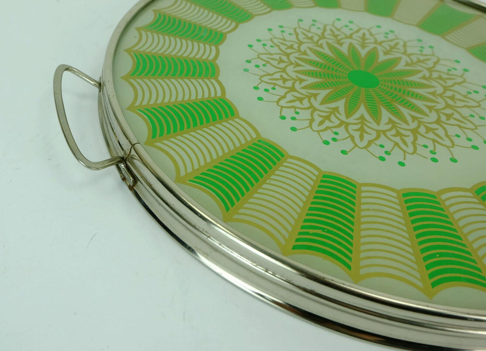 Art Deco Art Déco Tray Glass Metal Abstract Decor, 1920s / 30s For Sale