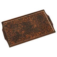 Antique Art Deco Tray in Inlaid Wood and Bone 1930s