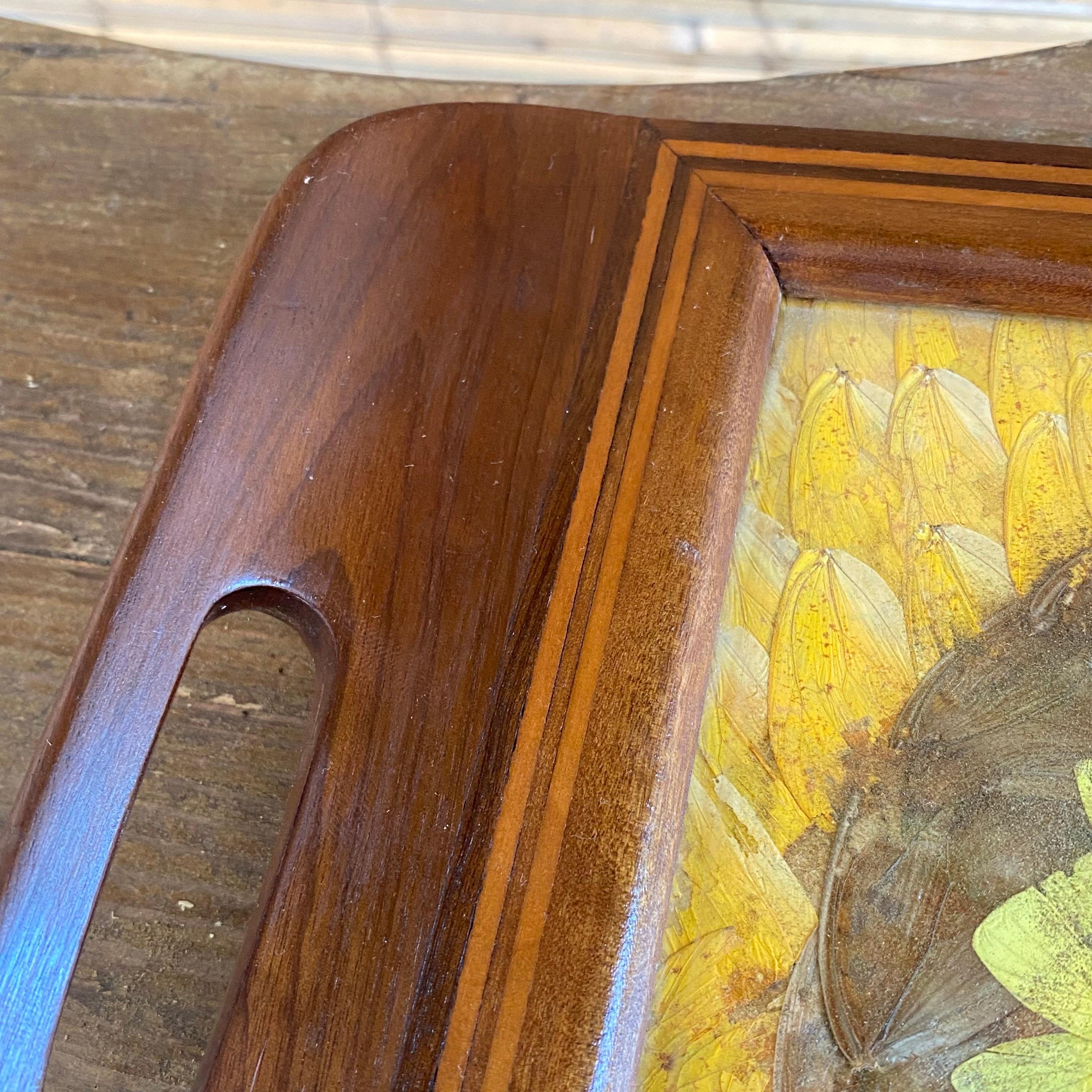 Art Deco Tray in Wood, with Butterfly Wings Pattern 5