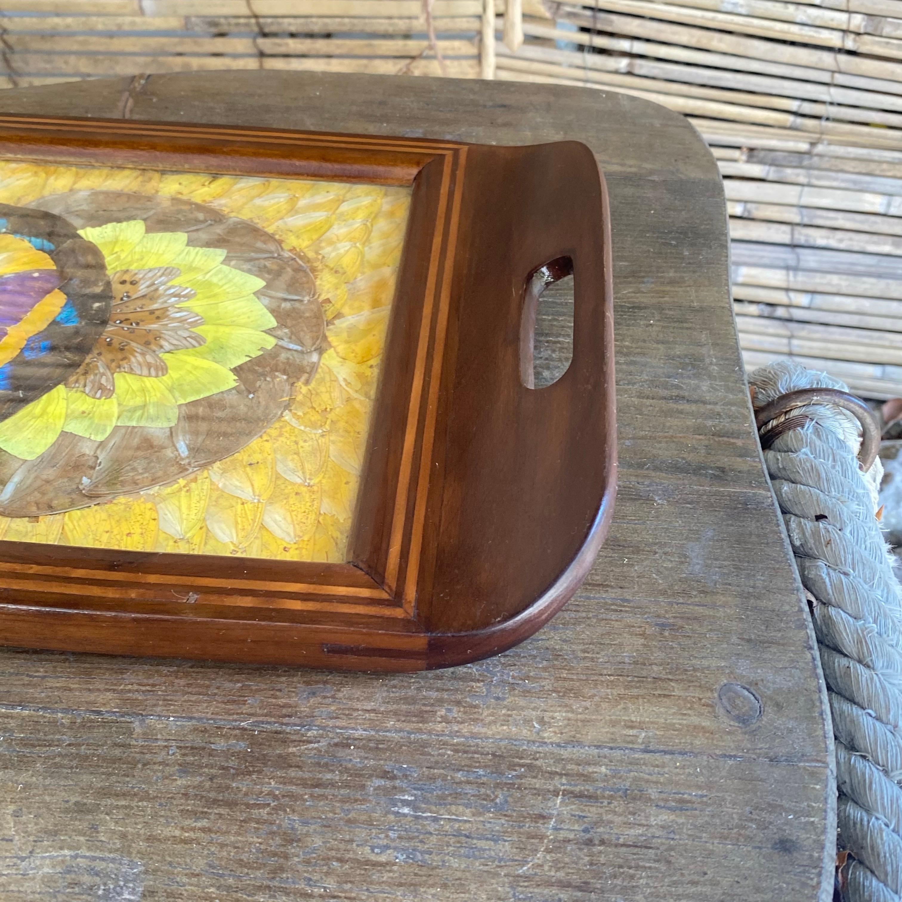 Art Deco Tray in Wood, with Butterfly Wings Pattern In Good Condition In Auribeau sur Siagne, FR