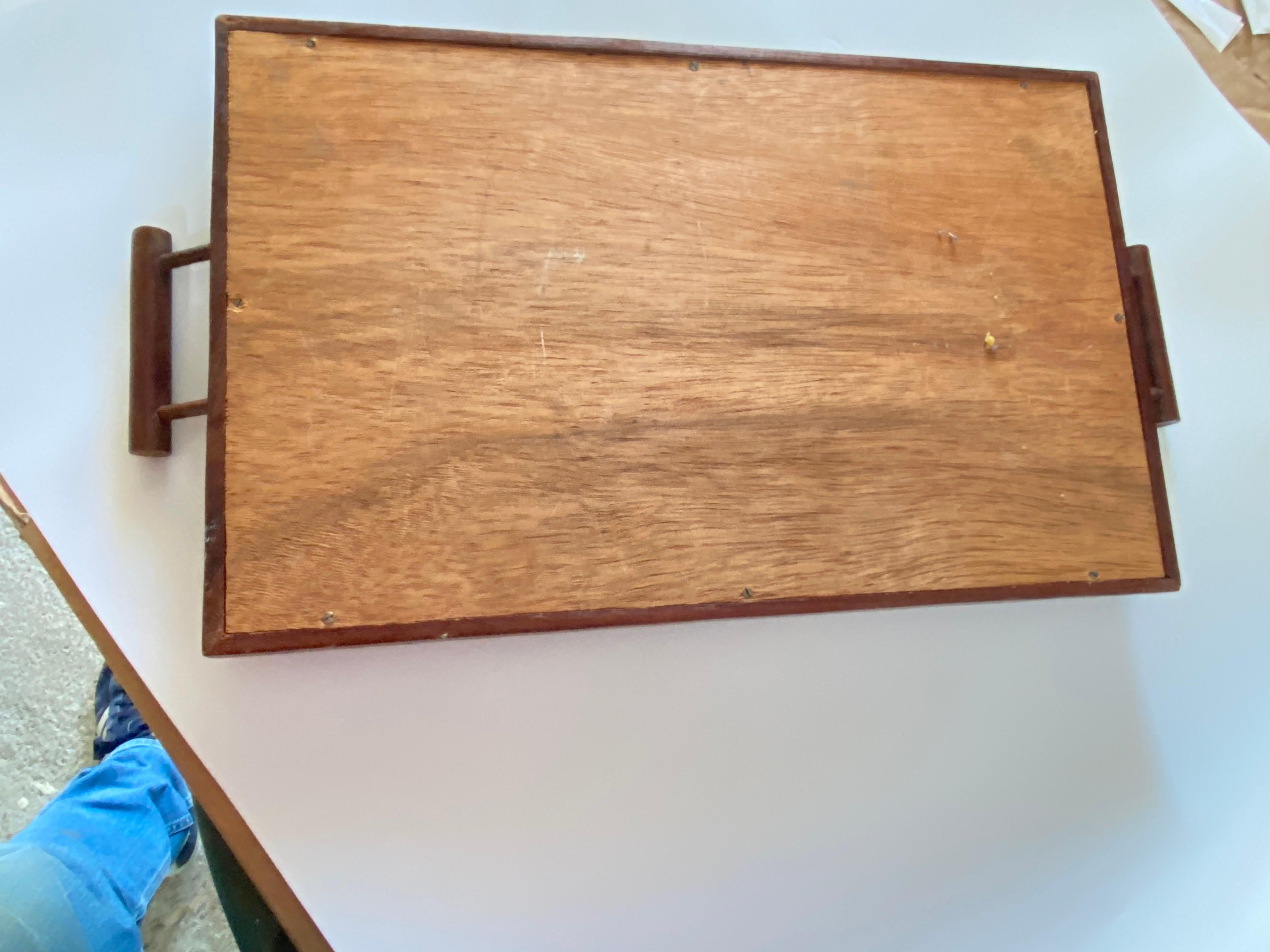 Mid-20th Century Art Deco Tray in Wood, with Butterfly Wings Pattern For Sale