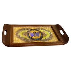 Art Deco Tray in Wood, with Butterfly Wings Pattern