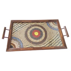 Art Deco Tray in Wood, with Butterfly Wings Pattern