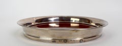 Art Deco Tray Silver Plate Trim with Formica Wood Grain Surface