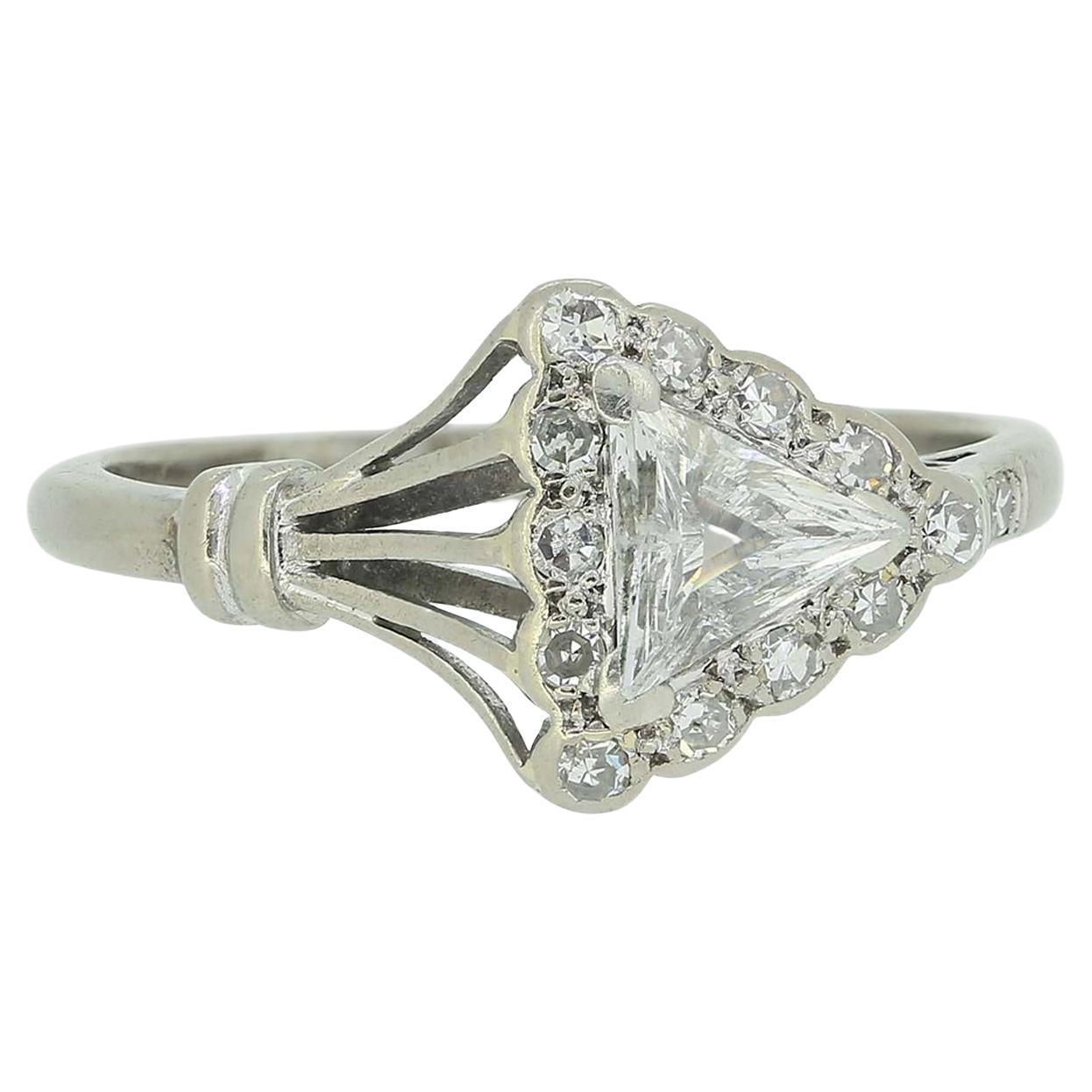 Art Deco Triangular Diamond Cluster Ring For Sale
