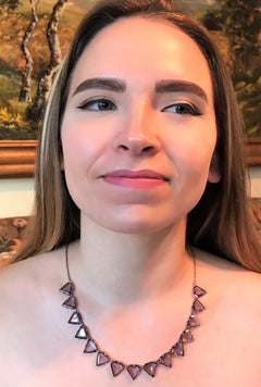 Art Deco Triangular Faceted Purple Glass Necklace