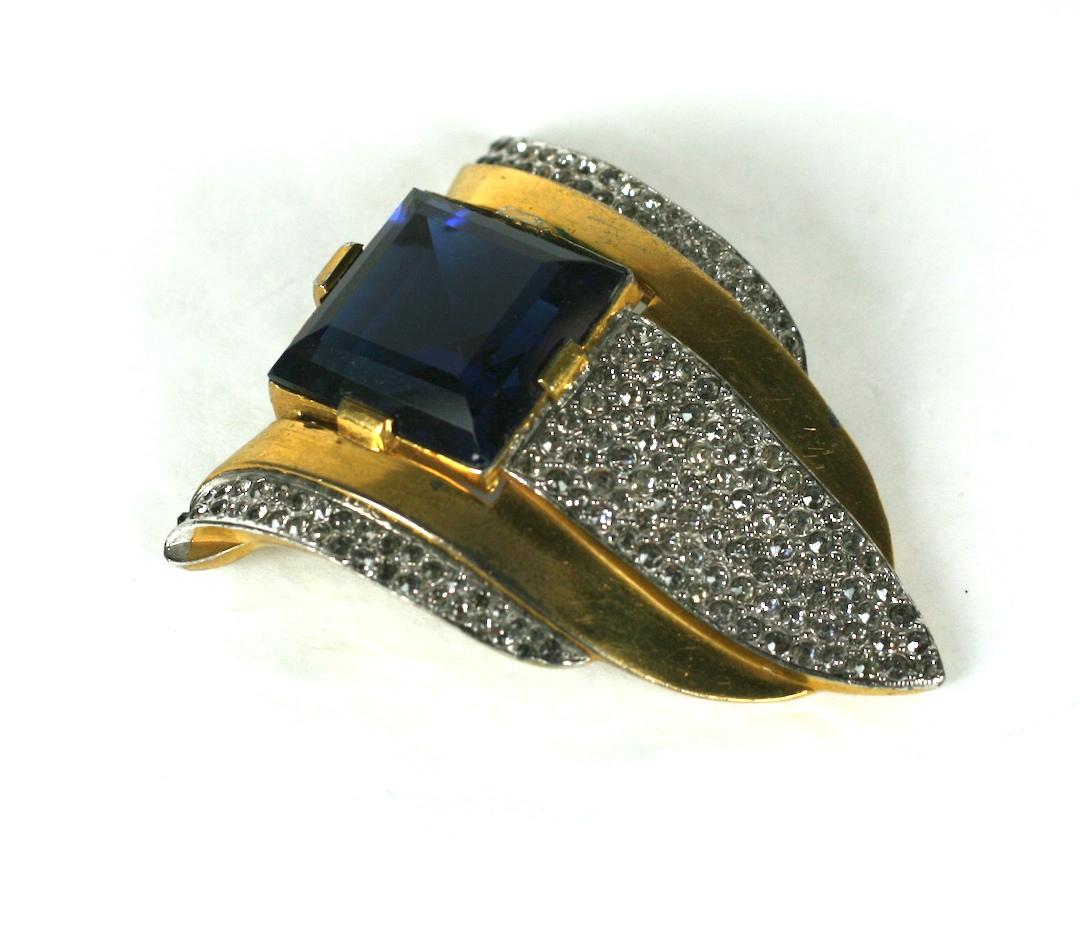 Art Deco Trifari Sapphire Clip, Alfred Phillipe In Good Condition For Sale In New York, NY