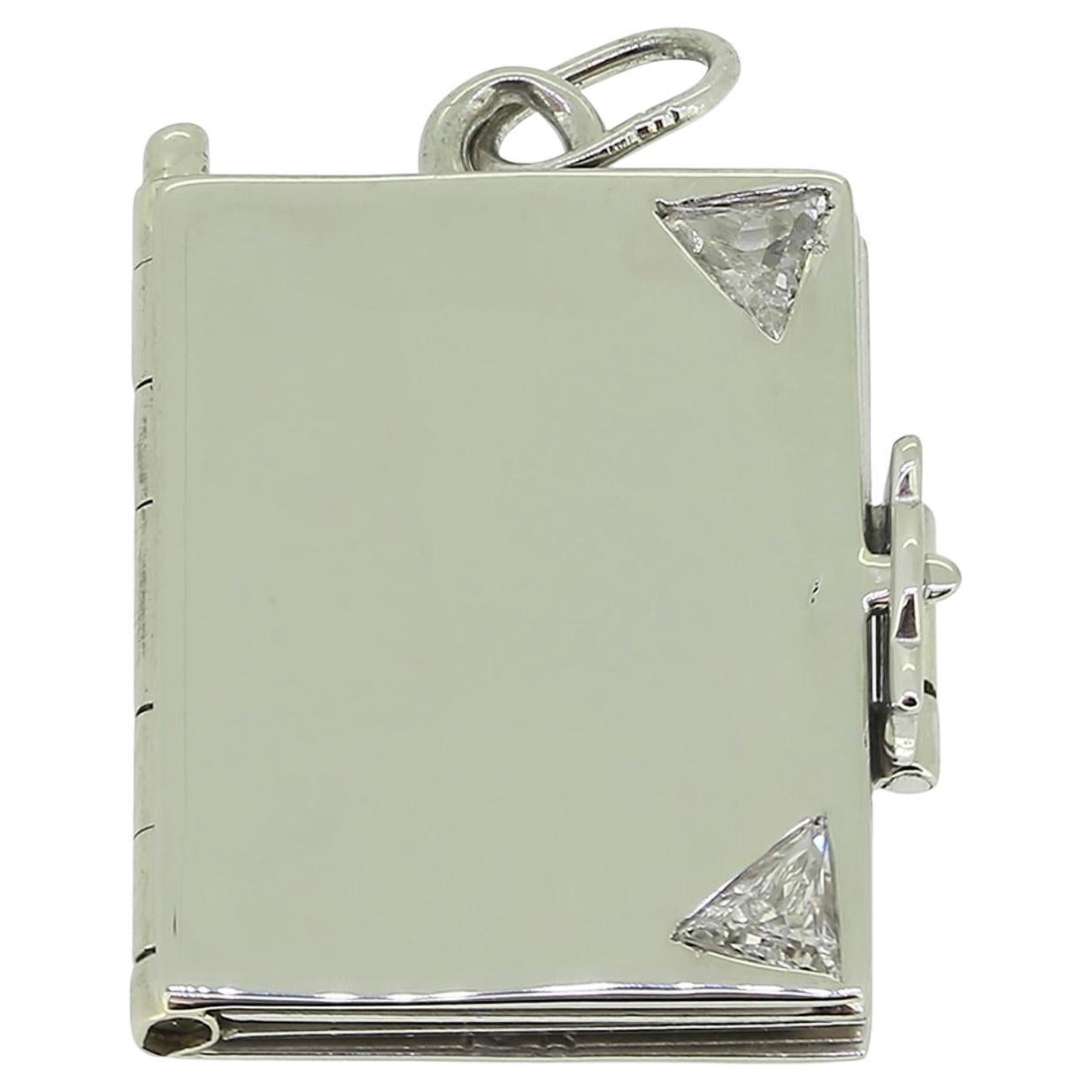 Art Deco Trilliant Cut Diamond Scrapbook Charm Pendant