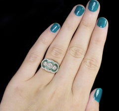 Art Deco Style Trilogy Diamond Emeralds 2 Carat Gold Ring