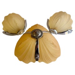 Trio di applique e lampada da soffitto in stile Art Déco color ambra