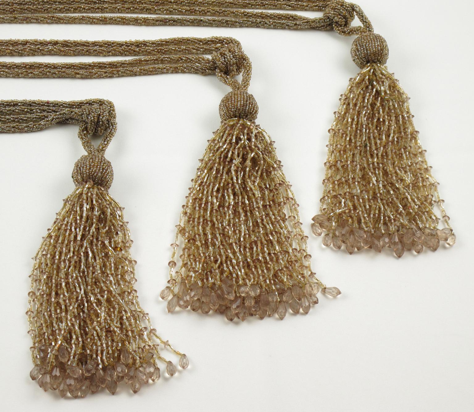 Trio Art Deco di perline di cristallo per tende, nappe e fermagli in vendita 2