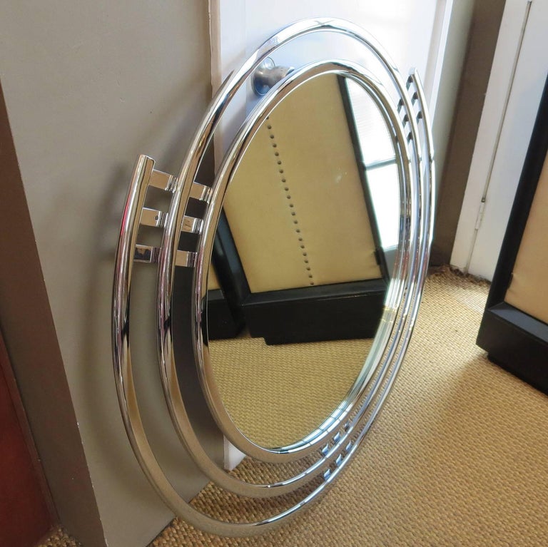 Art Deco Triple Band Chrome Wall Mirror at 1stdibs