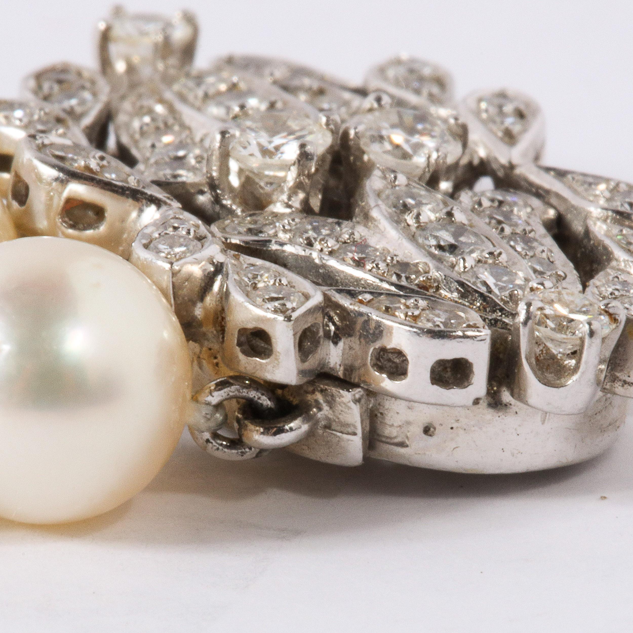 Art Deco Triple Strand Pearl, Gold and Diamond Bracelet 4