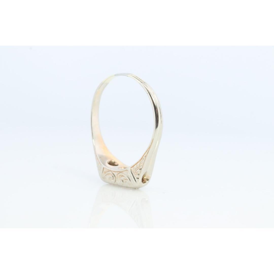 Bague Art déco à trois diamants jumeaux. Or blanc 14k Gravé Journey Trilogy Trio en vente 2