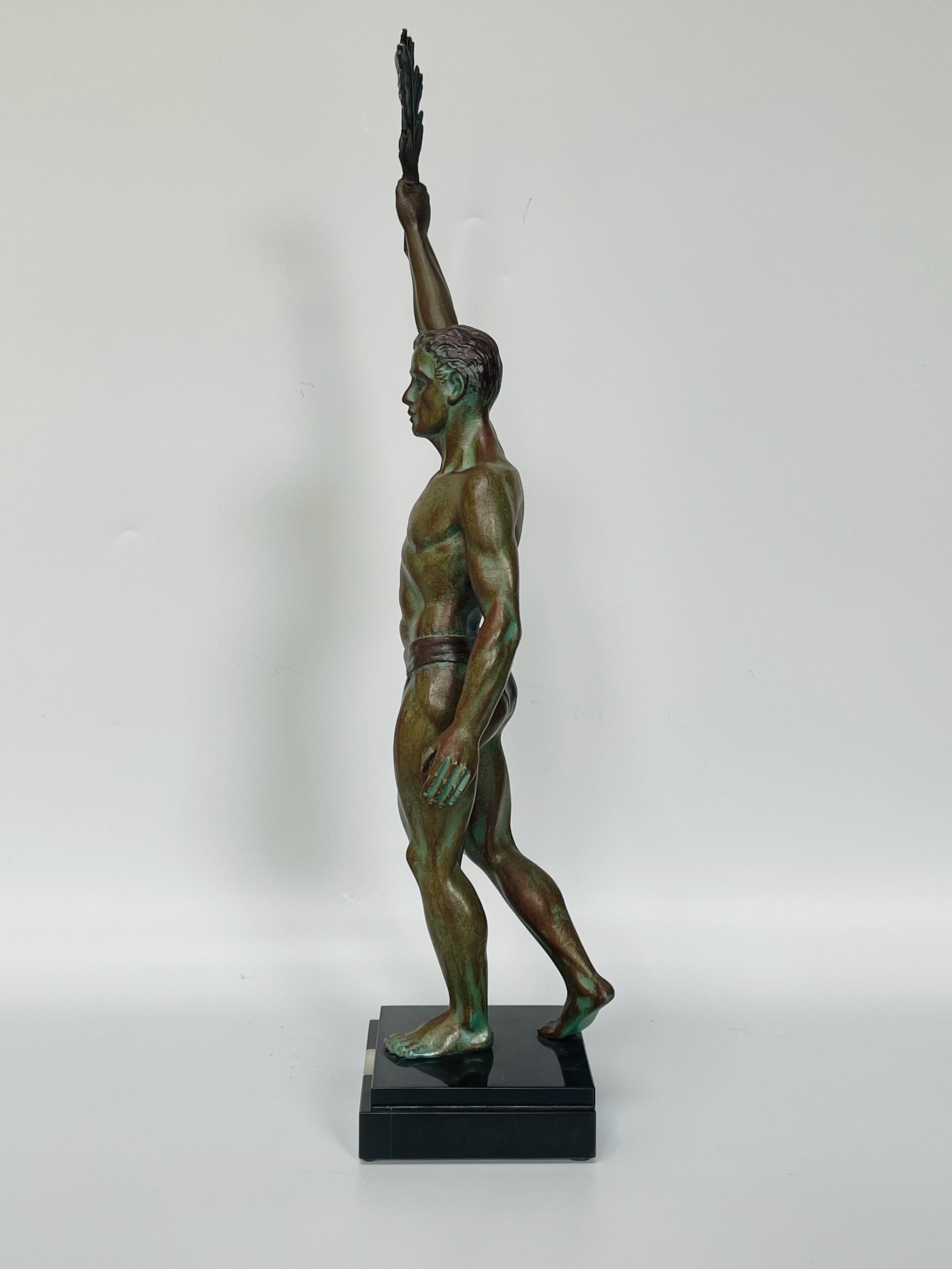 Spelter Art Deco Triumph Sculpture By Elie Mardini For Sale