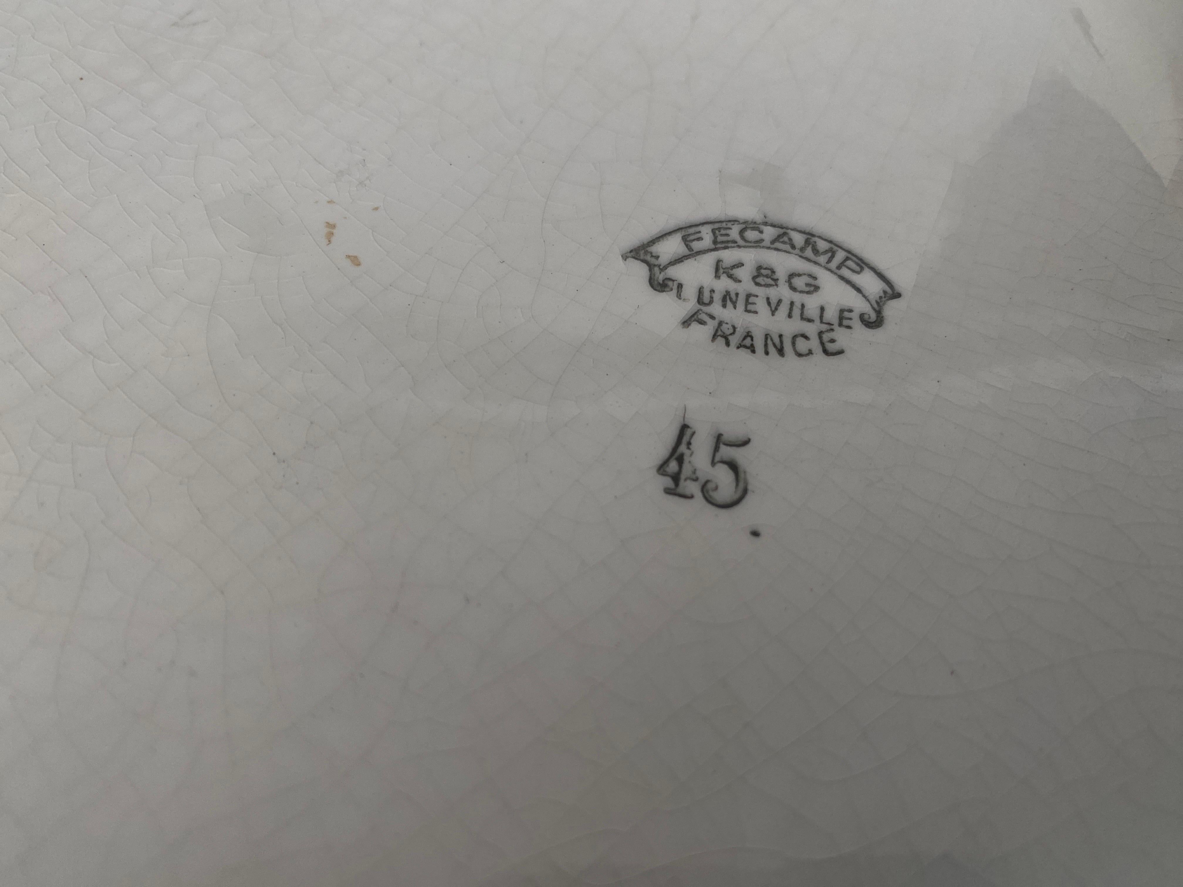 Art-Déco-Besatz in schwarz-weißer Keramik, Frankreich 1940, von Luneville signiert  im Zustand „Gut“ im Angebot in Auribeau sur Siagne, FR