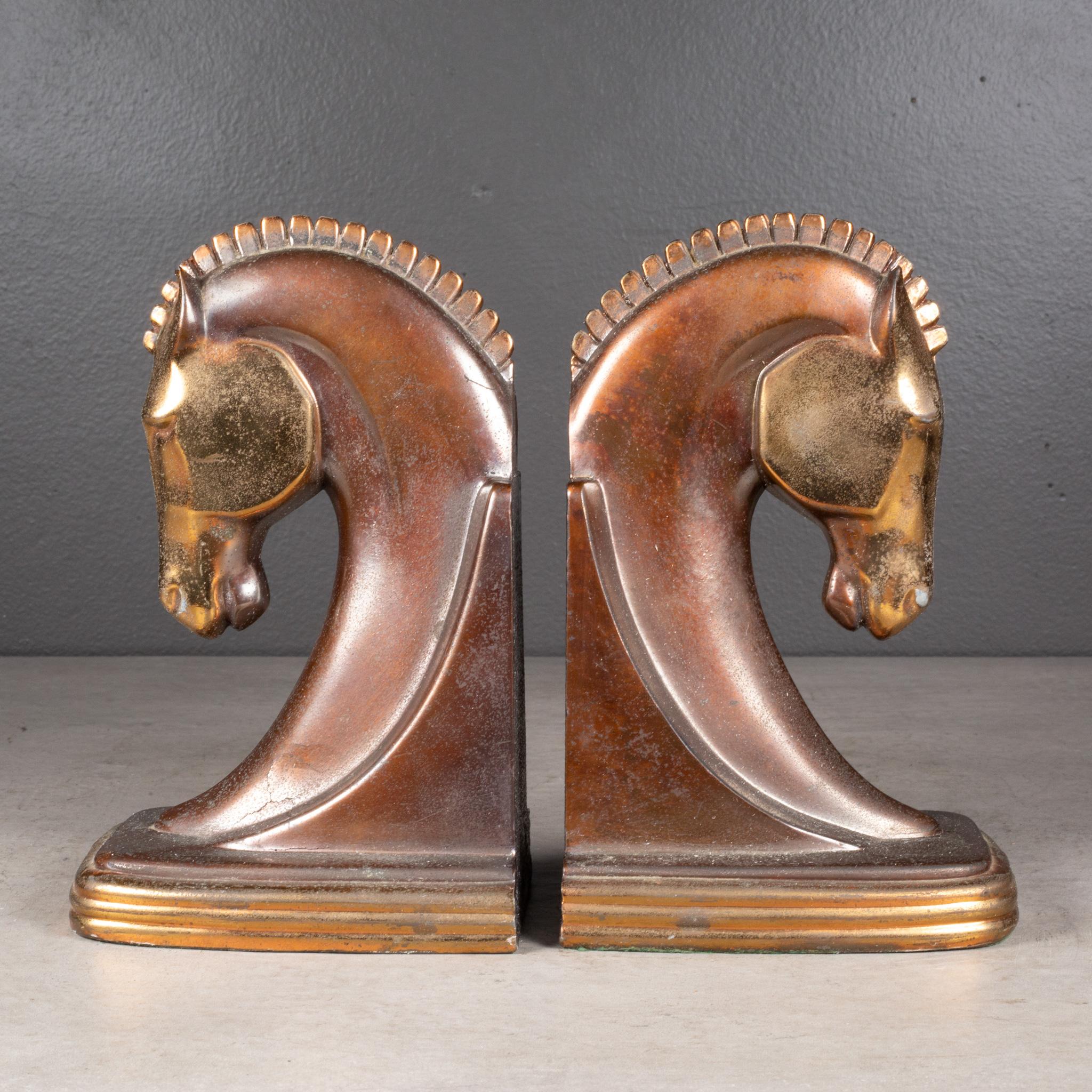 Plated Art Deco Trojan Horse Bookends by Dodge Inc. c.1930