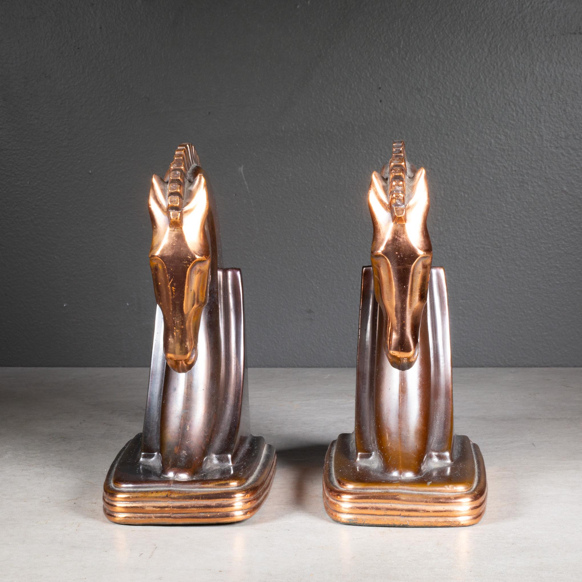 Plated Art Deco Trojan Horse Bookends by Dodge Inc. c.1930