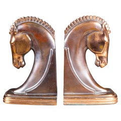Art Deco Trojan Horse Bookends by Dodge Inc. c.1930