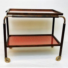 Art Deco Trolley with Red Trays on Wheels 1930s, Sweden