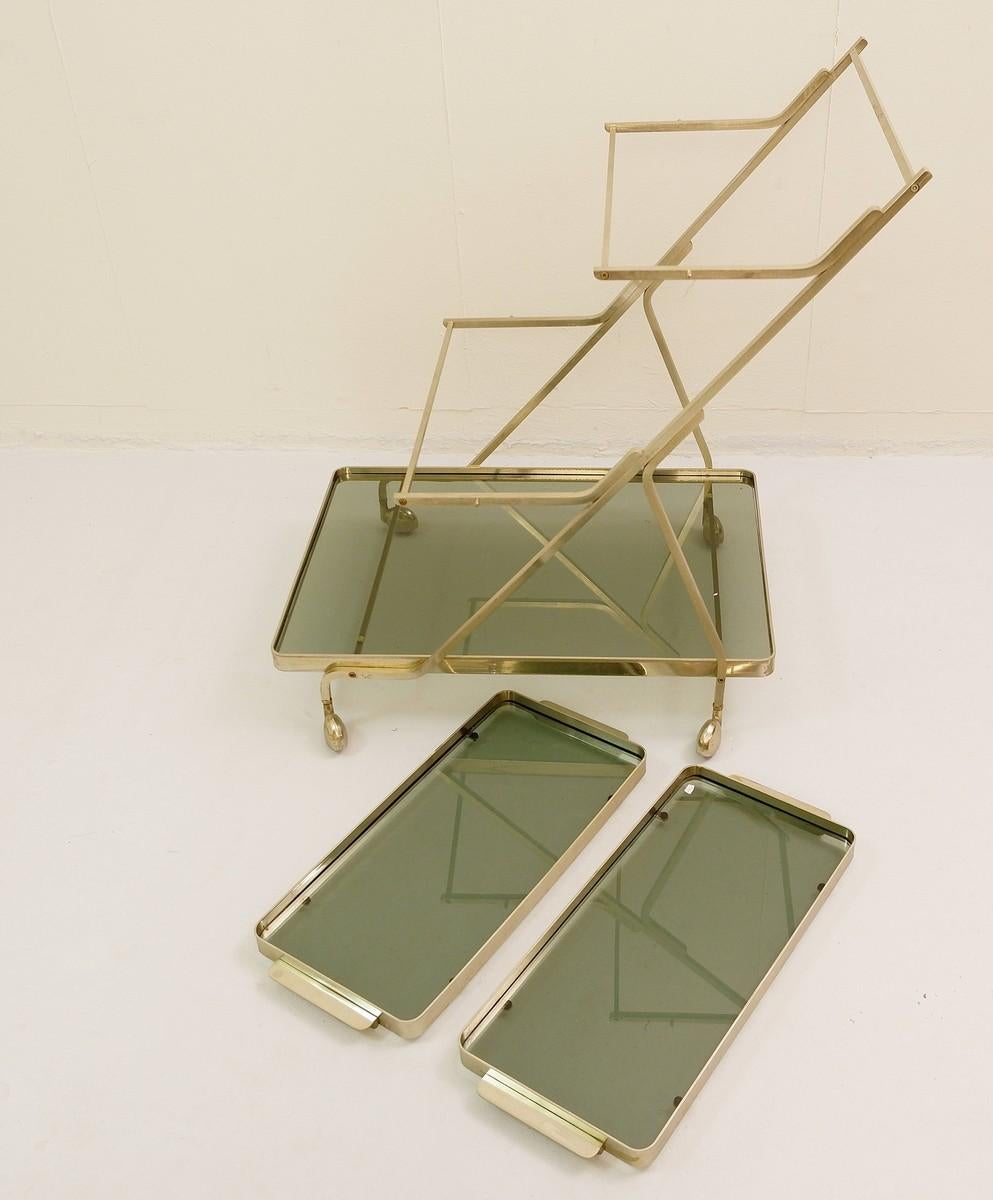 Brass Art Deco Trolley with Removable Tray