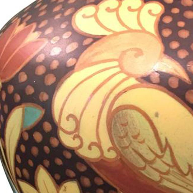 Belgian Art Deco Tropical Earthenware Vase by Charles Catteau for Boch Frères Keramis For Sale