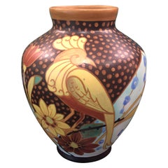 Art Deco Tropical Earthenware Vase by Charles Catteau for Boch Frères Keramis