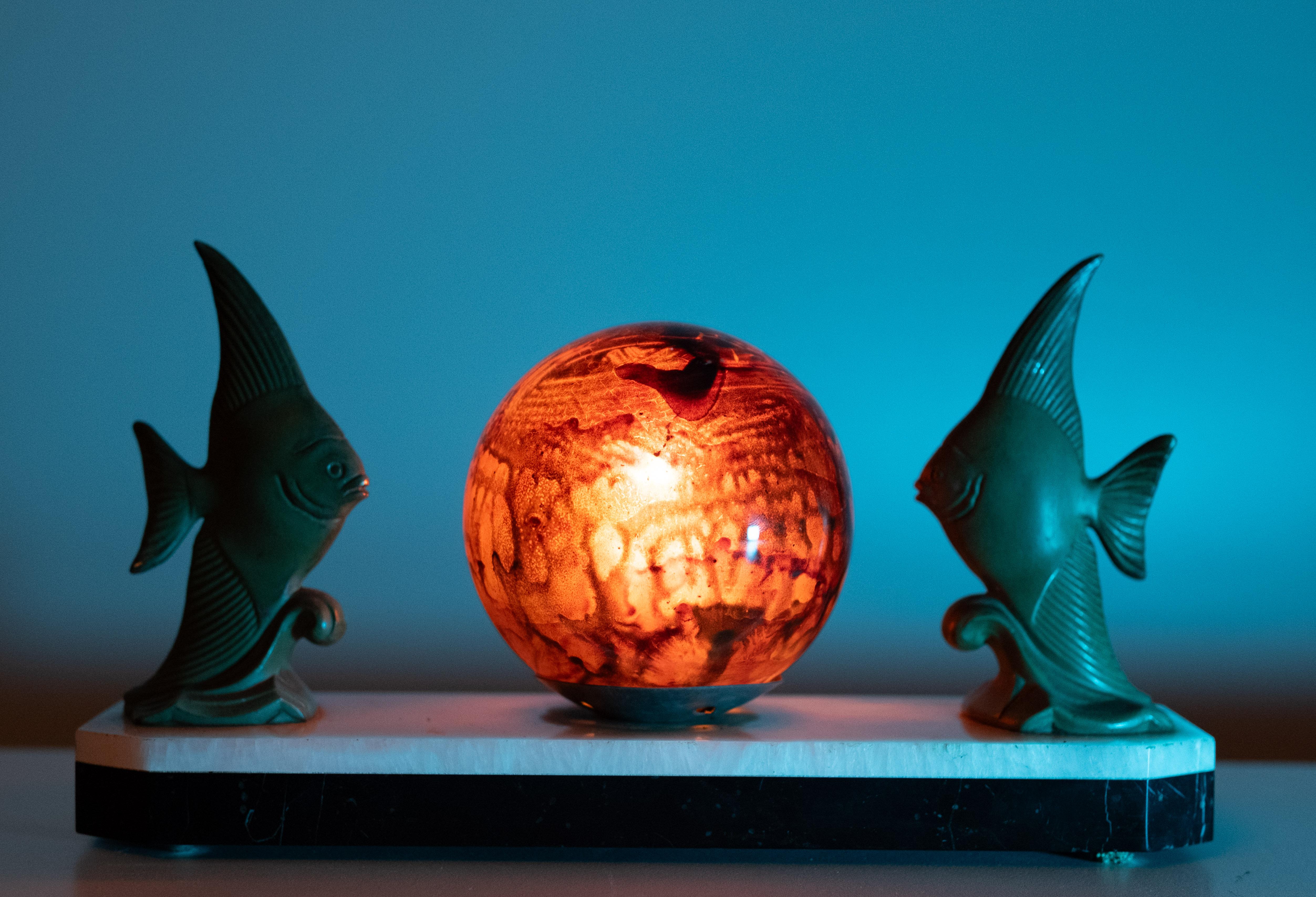 Art Deco Tropical Fish Lamp  1930s For Sale 5