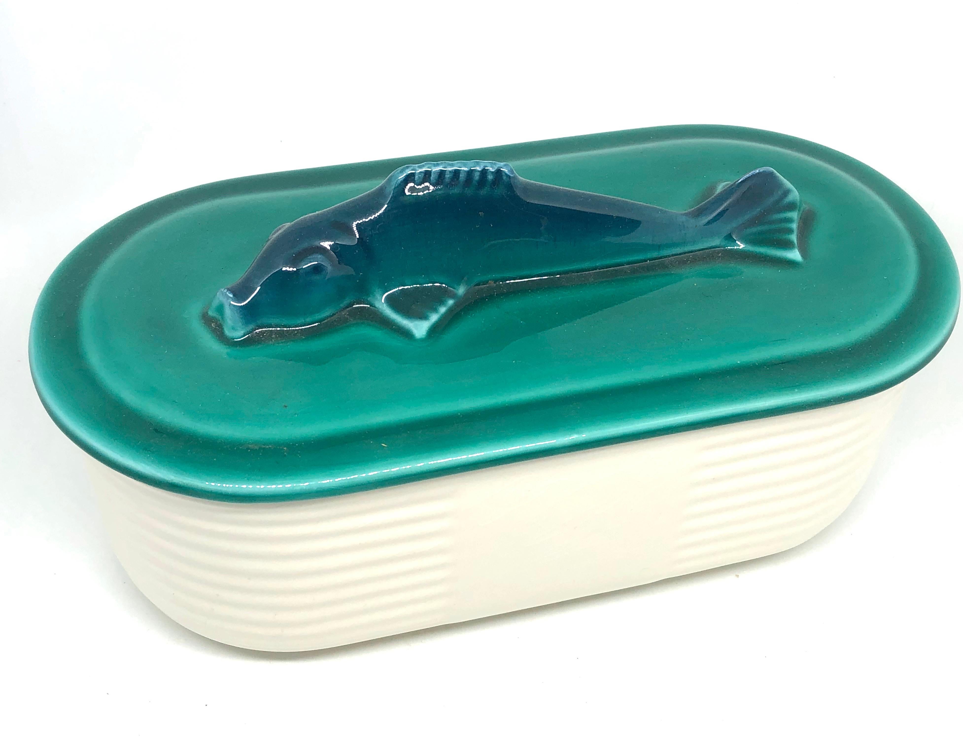 Art Deco Trout Fish Tureen Serveware Schramberg Majolica Ceramic, Germany, 1920s 2