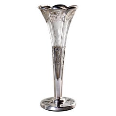 Art Deco Trumpet Vase with Heavy Sterling Overlay