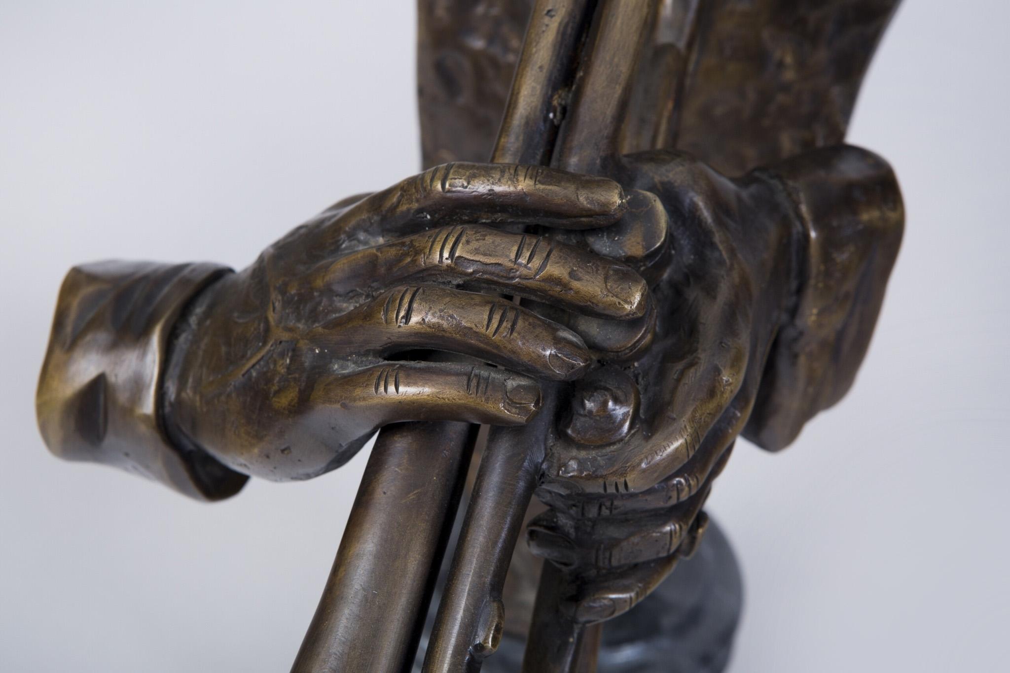 Art-Déco-Trompetenskulptur aus Bronze, aus Bronze, Originalzustand, hergestellt 1930er Jahre (Art déco) im Angebot