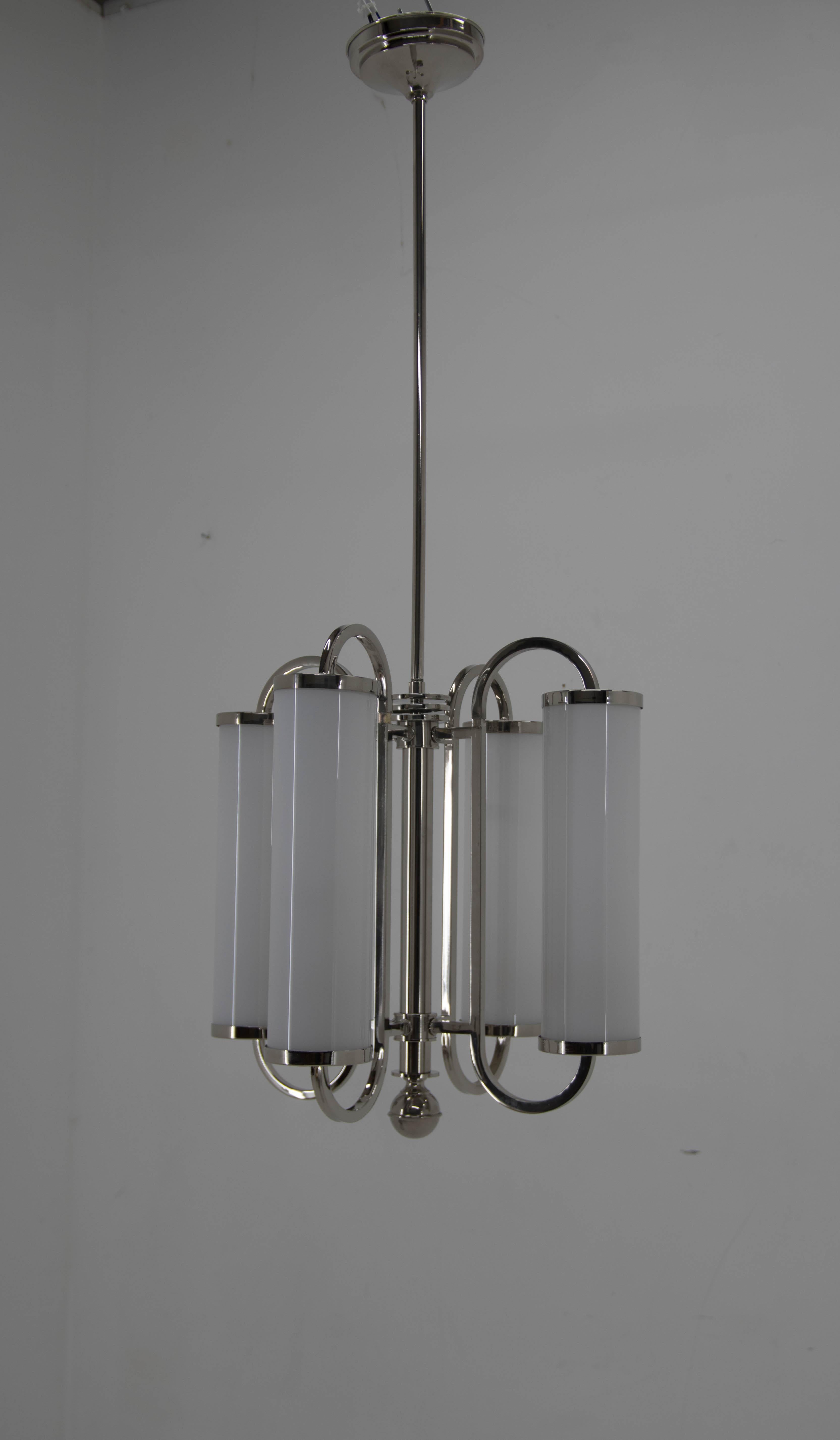 Art Deco Tubular Chandelier, 1930, Perfect Condition 4