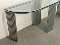 Art Deco Tubular Chrome and Glass Console Table in the Manner of Vermillion LA