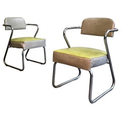 Art Deco Tubular Chrome Armchairs by KEM Weber