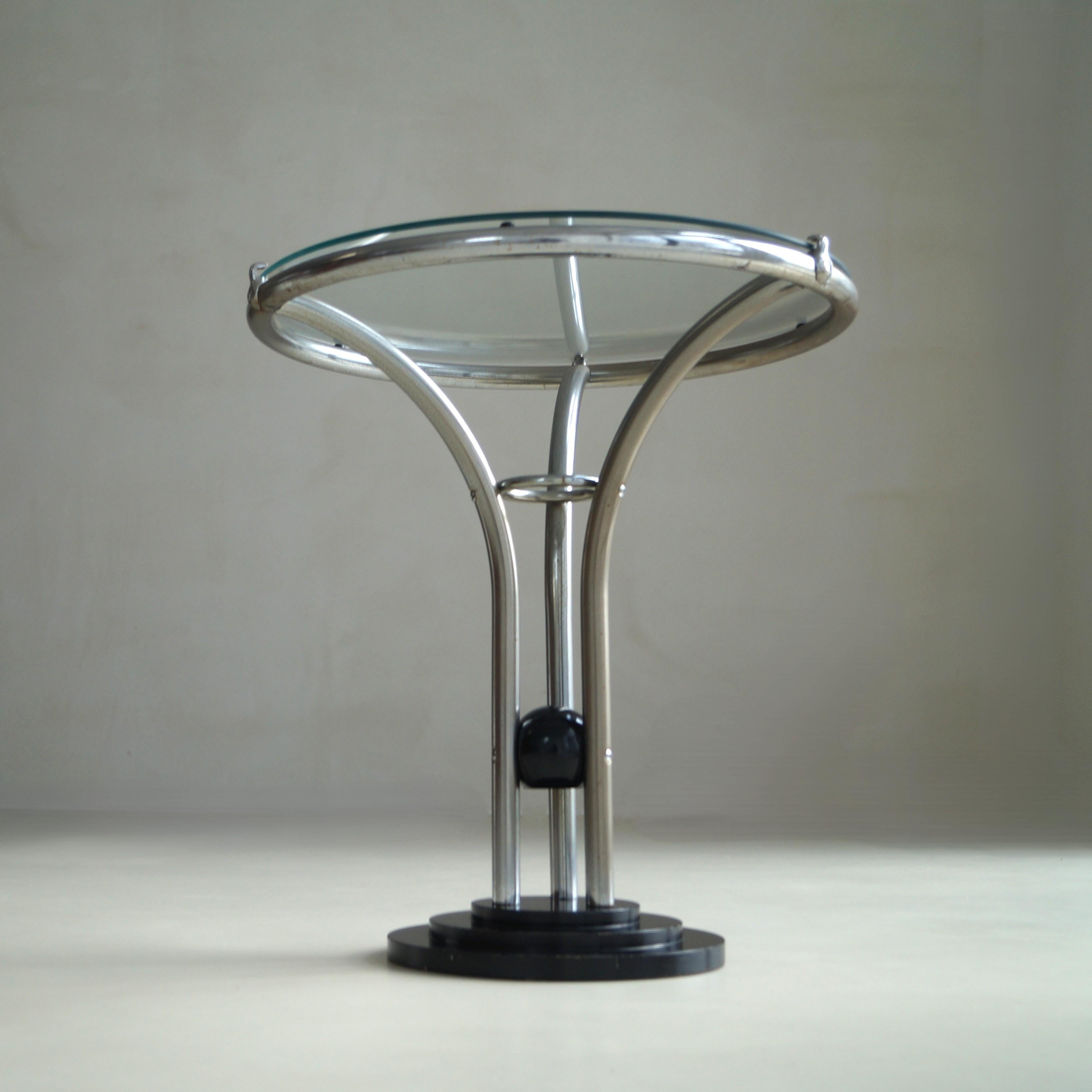 Art Deco Tubular Chrome, Black Ball and Glass Top Side Table, ca. 1935 For Sale 3