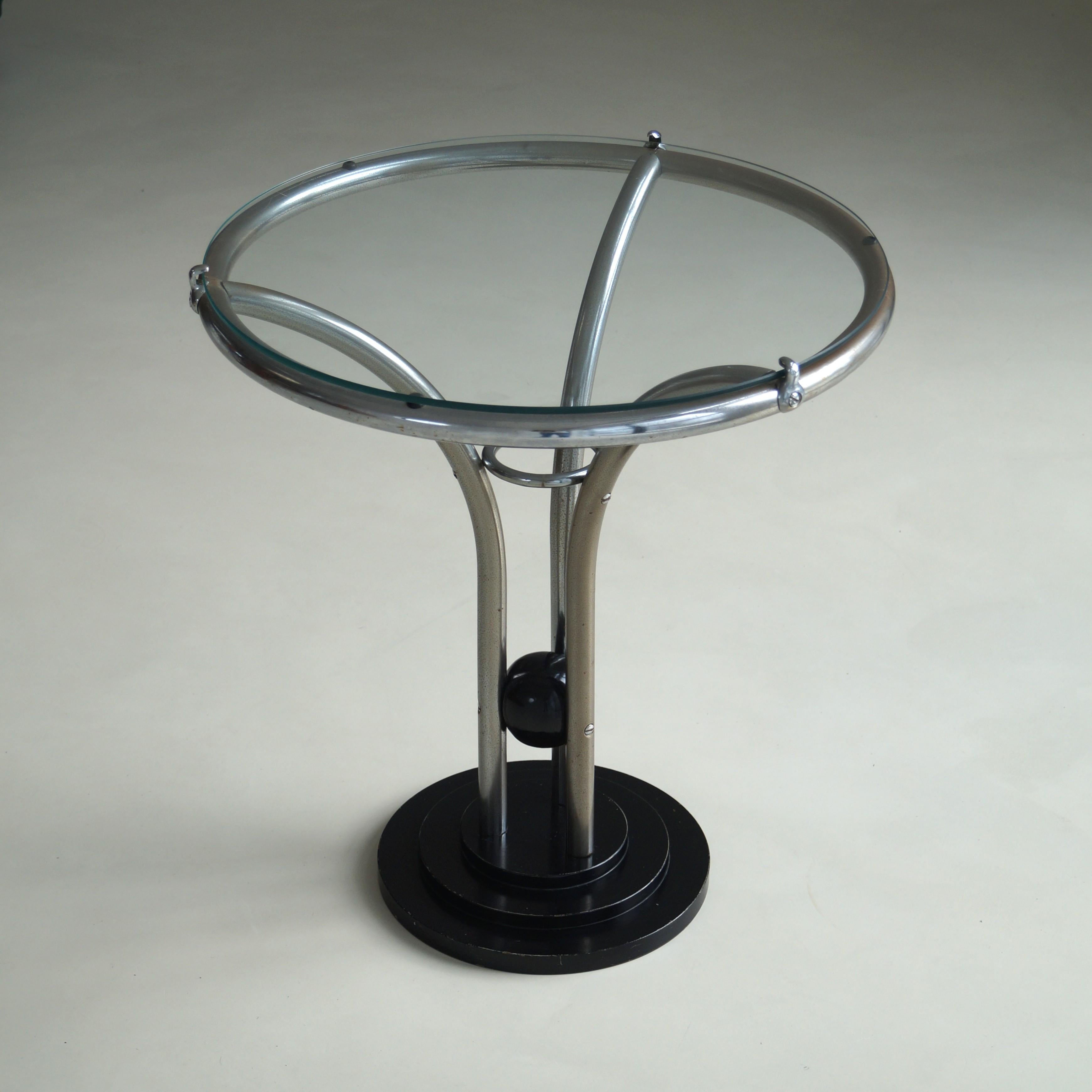 Art Deco Tubular Chrome, Black Ball and Glass Top Side Table, ca. 1935 For Sale 5