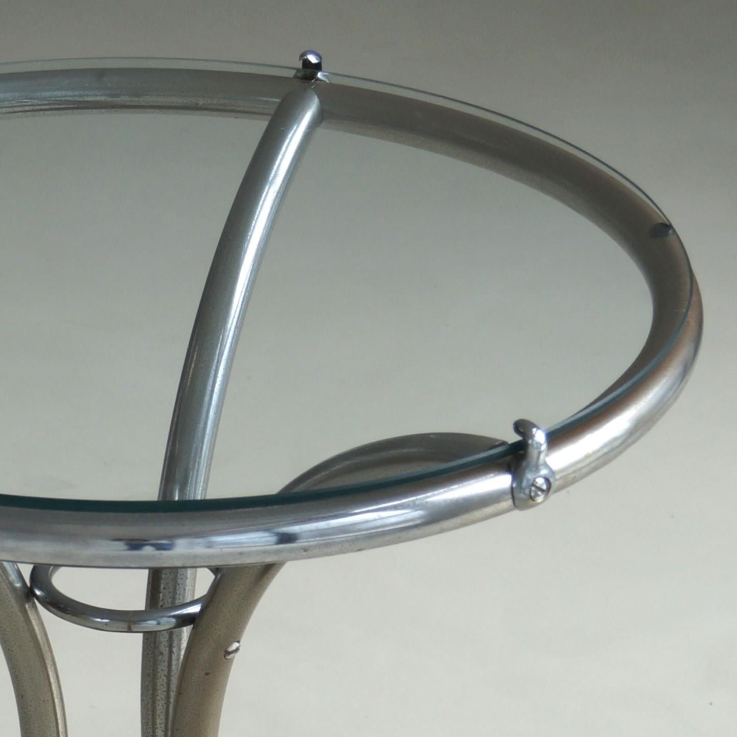 Art Deco Tubular Chrome, Black Ball and Glass Top Side Table, ca. 1935 For Sale 6