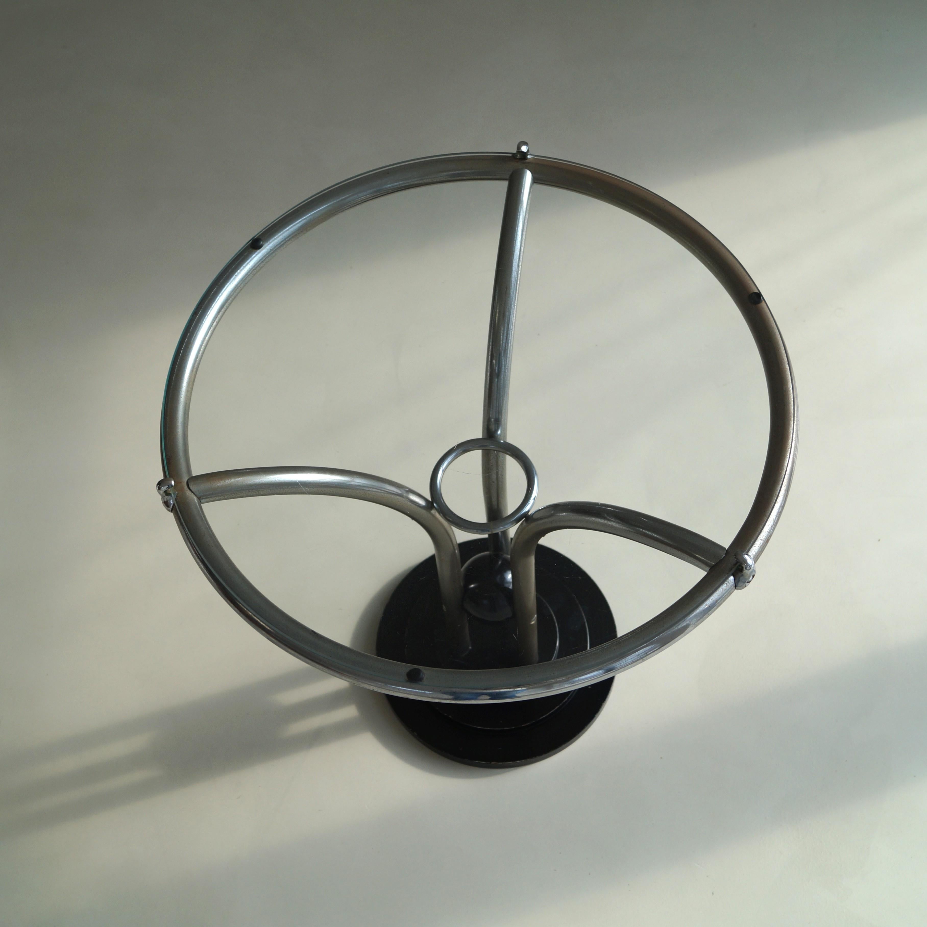 Art Deco Tubular Chrome, Black Ball and Glass Top Side Table, ca. 1935 For Sale 7